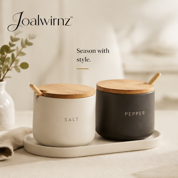 Joalwirnz™ Matte Ceramic Salt & Pepper Cellar Set